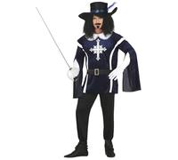 Fiestas Guirca Disfraz Mosquetero Caballero azul y blanco con sombrero hombre adulto talla L 52-54
