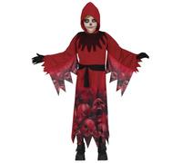 Fiestas Guirca Disfraz de Muerte Calaveras Infernales - Túnica Roja Diablo Halloween Niño 7-9 años