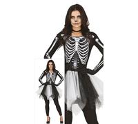 FIESTAS GUIRCA Disfraz de Mujer Esqueleto - Vestido con Estampado Esqueleto 3D y Tutu Blanco y Negro para Mujer Adulta Talla L 42-44