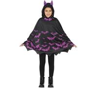 FIESTAS GUIRCA | Disfraz de Murciélago Infantil (7-9/Años) - Poncho y Capucha - Disfraces de Animales para Halloween, Carnaval y Fiestas de Disfraces - Ideal para Niñas - Negro y Morado