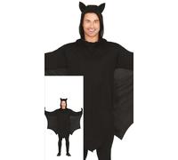 Fiestas Guirca – Disfraz de murciélago para hombre – Negro con capucha, orejas y alas – Talla L
