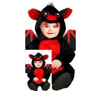 FIESTAS GUIRCA | Disfraz de Murciélago Rojo Bebé (12-18/Meses) - Ala, Capucha y Mono - Disfraces de Gata-Murciélago para Halloween, Carnaval y Fiestas de Disfraces - Ideal para Niños Pequeños