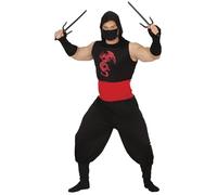FIESTAS GUIRCA Disfraz de ninja de dragón para hombre - Disfraz de ninja negro para hombre - Disfraz de guerrero para hombre, talla L 52 - 54