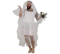 FIESTAS GUIRCA Disfraz de Novia para Hombre - Divertido Traje de Novia para Hombre incl. Vestido de novia y velo - Despedida de soltero Despedida de soltero Disfraz Hombre Talla XL 56-58