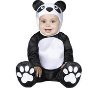 Fiestas Guirca - Disfraz Panda bebé 12-18 meses, capucha, mono y pies - Negro/Blanco Unisex