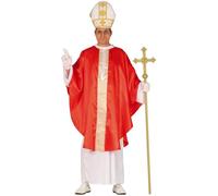 FIESTAS GUIRCA Disfraz de Papa Hombre - Disfraz de Cardenal Rojo con Gorro de Papa - Disfraz de Obispo Hombre Talla M 48-50