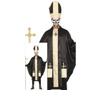 Fiestas Guirca - Disfraz para hombre Papa Diabólico (Obispo Cardenal Negro y Dorado) Talla L