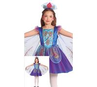 FIESTAS GUIRCA Disfraz de Pavo Real Maravilloso para Niña - Vestido de Pavo Real Azul y Morado con Alas - Disfraces para Niñas - Niñas Edad 7-9 Años