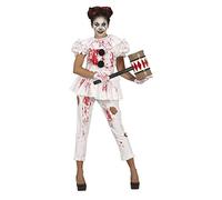 FIESTAS GUIRCA Disfraz de Payasa Sangrienta - Atuendo Blanco con Camiseta y Pantalón para Mujer Adulta Talla S 36-38