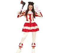 FIESTAS GUIRCA Disfraz de Payaso de Terror a Rayas Mujer - Disfraz de Payaso Asesino Rojo - Disfraces de Halloween para Mujer Talla XL