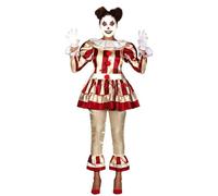 FIESTAS GUIRCA Disfraz de Payaso de Terror a Rayas Mujer - Disfraz de Payaso Asesino Rojo - Disfraces de Halloween para Mujer Talla XL