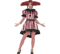 Fiestas Guirca Disfraz de payaso terrorífico para mujer - Vestido, cuello y pantalón - Talla XL