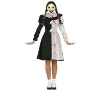 Fiestas Guirca – Disfraz Payaso Terrorífico Mujer – Cuello y mono – Talla 36-38 S – Blanco y negro