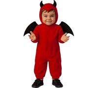 FIESTAS GUIRCA | Disfraz de Pequeño Demonio Bebé (18-24/Meses) - Alas, Capucha y Mono - Disfraces de Halloween, Diablos y Demonios para Fiestas de Disfraces - Ideal para Bebés Niños - Rojo y Negro