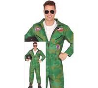 FIESTAS GUIRCA Disfraz de piloto de avión de combate para hombre - Mono de Aviador Verde Disfraz Hombre Talla M