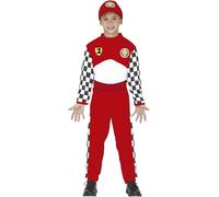 FIESTAS GUIRCA | Disfraz de Piloto de Fórmula Infantil (7-9/Años) - Mono, Cinturón y Gorro - Disfraces de Carreras y Deportes para Halloween y Fiestas de Disfraces - Ideal para Niños - Rojo y Blanco