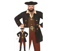 FIESTAS GUIRCA | Disfraz de Pirata Adulto (56-58/XXL) - Camisa, Chaleco, Chaqueta, Cinturón, Cubrebotas, Pantalón y Sombrero - Disfraces de Corsario y Bucanero para Halloween, Carnaval y Fiestas