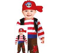 FIESTAS GUIRCA | Disfraz de Pirata Bebé (12-18/Meses) - Camiseta, Pantalón y Pañuelo - Disfraces de Corsario y Bucanero para Halloween, Carnaval y Fiestas de Disfraces - Ideal para Niños Pequeños