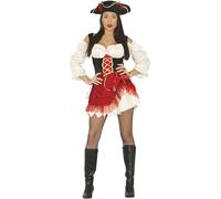 FIESTAS GUIRCA | Disfraz de Pirata Charlotte para Mujer (42-44/L) - Sombrero y Vestido - Disfraces de Corsaria y Bucanera para Halloween, Carnaval y Fiestas de Disfraces de Piratas - Rojo