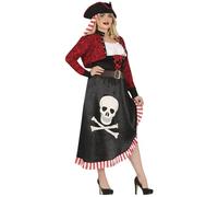 FIESTAS GUIRCA | Disfraz de Pirata Mujer (42-44/L) - Camisa, Chaqueta, Cinturón, Sombrero y Vestido - Disfraces de Corsaria y Bucanera para Halloween, Carnaval y Fiestas de Disfraces - Adulto