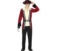 FIESTAS GUIRCA | Disfraz de Pirata Teen (14-16 Años) - Camisa, Chaqueta, Cinturón, Gorro y Pantalón - Disfraces de Corsario y Bucanero para Halloween, Carnaval y Fiestas de Disfraces - Rojo y Negro