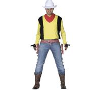 FIESTAS GUIRCA | Disfraz de Pistolero Adulto (52-54/L) - Camiseta, Chaleco y Pañuelo - Disfraces de Vaquero del Viejo Oeste para Halloween, Carnaval y Fiestas de Cine - Ideal para Hombres