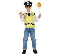 FIESTAS GUIRCA | Disfraz de Policía Infantil (10-12 Años) - Camisa, Chaleco y Gorro - Disfraces de Agente de Policía para Halloween y Carnaval - Ideal para Niños - Amarillo y Blanco