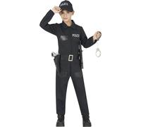FIESTAS GUIRCA | Disfraz de Policía Infantil (10-12 años) - Mono, Cinturón y Gorro - Disfraces para Halloween, Carnaval y Fiestas - Ideal para Niños y Niñas - Negro
