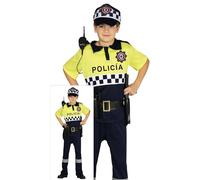 FIESTAS GUIRCA | Disfraz de Policía Local Infantil (5-6/Años) - Incluye Camisa, Cinturón, Gorra y Pantalón - Disfraces de Oficiales para Halloween y Carnaval - Ideal para Niños - Negro y Amarillo