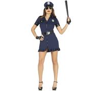 FIESTAS GUIRCA | Disfraz de Policía para Mujer (36-38/S) - Vestido, Cinturón y Gorro - Disfraces de Agente de Policía para Halloween, Carnaval y Fiestas de Disfraces - Ideal para Adultas