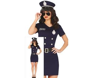 FIESTAS GUIRCA Disfraz de Policía Sexy Mujer - Uniforme de Policía Azul con Gorro de Policía Disfraz Mujer - Vestido de Policía Talla M
