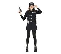 FIESTAS GUIRCA Disfraz de Policía SWAT Adolescente - Atuendo Uniforme Azul y Gorro Policía para Chicas de 14-16 Años