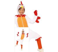 FIESTAS GUIRCA Disfraz de Pollo Atrevido para Niño o Niña - Mono de Gallina y Gorro de Gallo - Disfraces para Niños y Niñas - Unisex Edad 7-9 Años