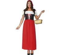 FIESTAS GUIRCA | Disfraz de Posadera Medieval para Mujer (38-40/M) - Vestido, Chaleco y Pañuelo - Disfraces de Tabernera y Mesonera para Fiestas Medievales, Halloween y Carnaval - Rojo y Negro