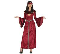 FIESTAS GUIRCA Disfraz de Princesa Medieval - Vestido Rojo con Adornos Dorados para Mujer Adulta Talla L 42-44