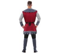 FIESTAS GUIRCA | Disfraz de Príncipe Medieval Adulto (48-50/M) - Casaca, Cinturón y Cubrebotas - Traje de Época para Fiestas de Disfraces, Carnaval y Halloween - Ideal para Hombres - Granate y Gris