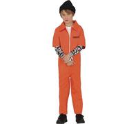 FIESTAS GUIRCA | Disfraz de Prisionero Tatuado Infantil (5-6/Años) - Mono - Disfraces de Ladrones y Fugitivos para Halloween, Carnaval y Fiestas de Disfraces - Ideal para Niños - Naranja