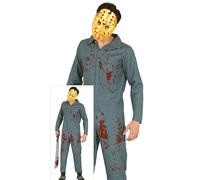 FIESTAS GUIRCA Disfraz de Psycho Killer para Hombre - Disfraz de Asesino con Mono de mecánico - Disfraces de Halloween para Hombre Talla Adolescente 14-16 años