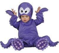 FIESTAS GUIRCA | Disfraz de Pulpo Bebé (12-18/Meses) - Capucha, Mono y Pies - Disfraces de Animales Marinos para Halloween, Carnaval y Fiestas de Disfraces - Ideal para Bebés Unisex - Morado