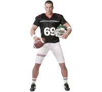 FIESTAS GUIRCA | Disfraz de Quarterback Adulto (48-50/M) - Camiseta y Pantalón para Fiestas Deportivas y Celebraciones - Ideal para Halloween, Carnaval y Fiestas de Disfraces - Negro y Blanco
