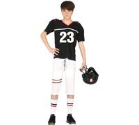 FIESTAS GUIRCA | Disfraz de Quarterback Teen (14-16/Años) - Camiseta y Pantalón para Fiestas Deportivas y Celebraciones - Ideal para Halloween, Carnaval y Fiestas de Disfraces - Negro y Blanco