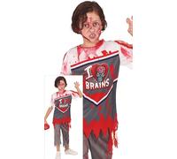 FIESTAS GUIRCA Disfraz de Quarterback Zombi para niño - Uniforme de Escuela Secundaria de fútbol Americano de Rugby - Disfraces de Halloween para niños de 7 a 9 años