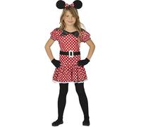 FIESTAS GUIRCA | Disfraz de Ratoncita Infantil (3-4 Años) - Vestido, Cinturón y Diadema - Disfraces de Animales para Halloween, Carnaval y Fiestas de Disfraces - Ideal para Niñas - Rojo y Negro