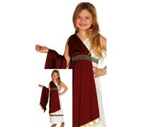 Fiestas Guirca Disfraz Romana infantil 7-9 años para niñas Túnica, capa y cinturón Granate/Beige