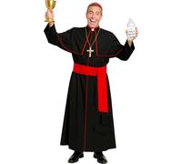 FIESTAS GUIRCA | Disfraz de Sacerdote para Hombre (52-54/L) - Gorro, Túnica y Estola - Disfraces de Cura y Clérigo para Halloween, Carnaval y Fiestas de Disfraces - Ideal para Adultos - Negro