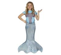 FIESTAS GUIRCA Disfraz de Sirena Brillante Niña - Vestido Infantil de Color Celeste Morado y Plata con Cola de Sirena para Niñas de 7-9 Años