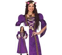 Fiestas Guirca Disfraz de sirvienta violeta para mujer Vestido medieval Talla M