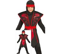 FIESTAS GUIRCA Disfraz de Sombra Ninja para niño - Disfraz de Ninja Dragón Rojo - Disfraces de Halloween para niño de 3 a 4 años