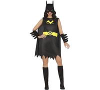 FIESTAS GUIRCA Disfraz de superheroína negra para mujer, vestido de superhéroe, máscara y capa, disfraz de carnaval para adulto, talla M 38-40