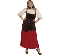 FIESTAS GUIRCA | Disfraz de Tabernera Medieval (38-40/M) - Vestido para Mujer - Disfraces de Época, Renacimiento y Ferias Medievales para Halloween, Carnaval y Fiestas de Disfraces - Marrón y Rojo